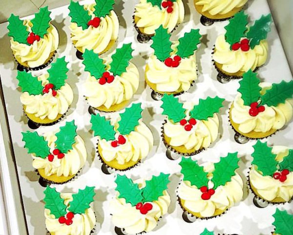 Christmas Holly Cupcakes