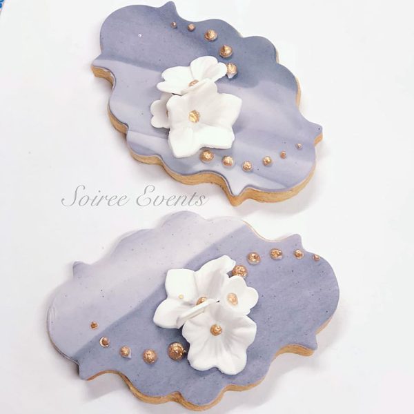Gray Marble Flower Sugar Cookies